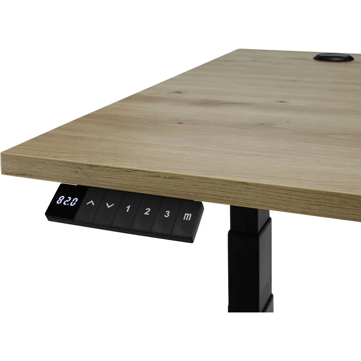 Eckschreibtisch >Ben< höhenverstellbar, Eiche Dekor / schwarz - 180x74/117x177cm (BxHxT) – Bild 7