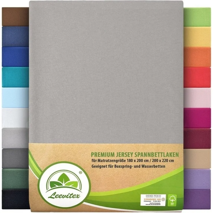 leevitex® Spannbettlaken Premium 195, Gummizug: Rundum, blickdicht, Anti-Pilling, 97% Baumwolle, 3% Elasthan, 40 cm Steg – Bild 4