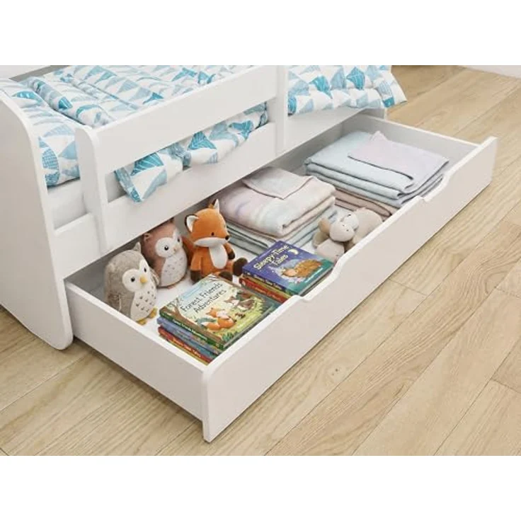 Kinderbett Jugendbett mit einer Schublade und Matratze Weiß ACMA II (180x80 cm + Schublade, Weiß) – Bild 5