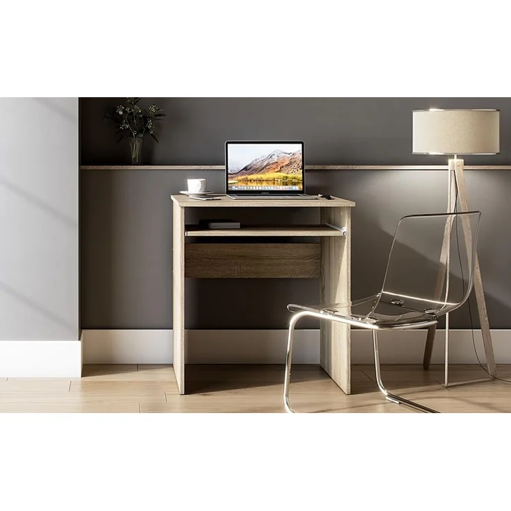 Shefa Line LUNA Schreibtisch Computertisch 68x50x75 cm Sonoma Eiche mit Tastaturauszug – Bild 5