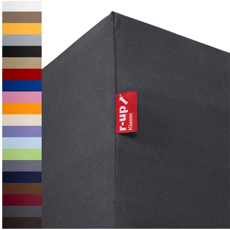 r-up Spannbettlaken Klasse 90x200 bis 200x220cm erhältlich! 200 g/m², Baumwolle, Gummizug: fest eingenähtes dauerelastisches Rundumgummi, (1 Stück), (90x200-100x220, 15-35cm Matratzenhöhe, anthrazitgrau)
