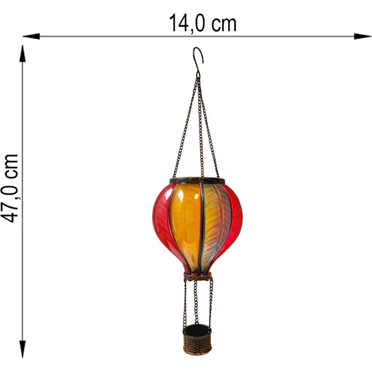 4x LED Solar Hängelampe, bunt, Heißluftballon, H 47 cm – Bild 6