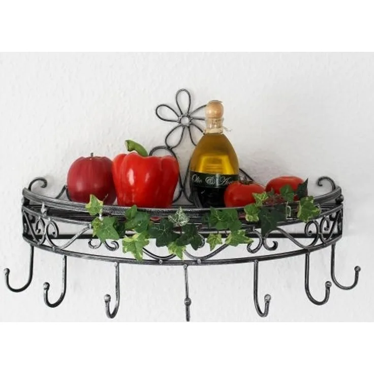 Wandregal 09919 Wandkonsole 50cm Küchenregal aus Metall Topfhänger Kräuterregal