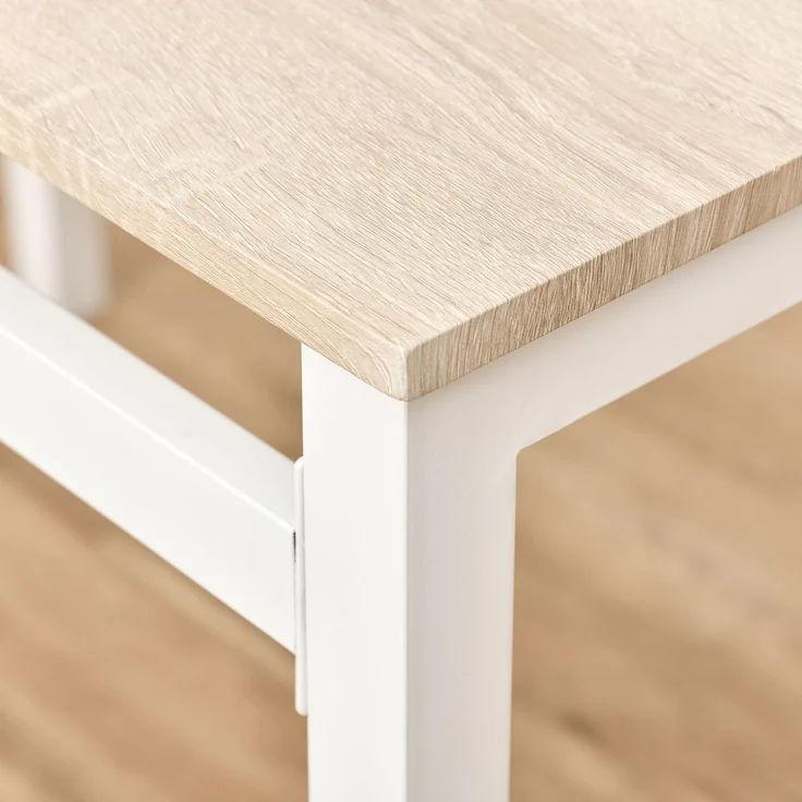 MELAYR, Essgruppe 5-teilig Esstisch Set mit Holzmaserung MDF und Metall in Grau und Weiß, 100 x 63 x 76.5 cm, Hellgrau – Bild 2