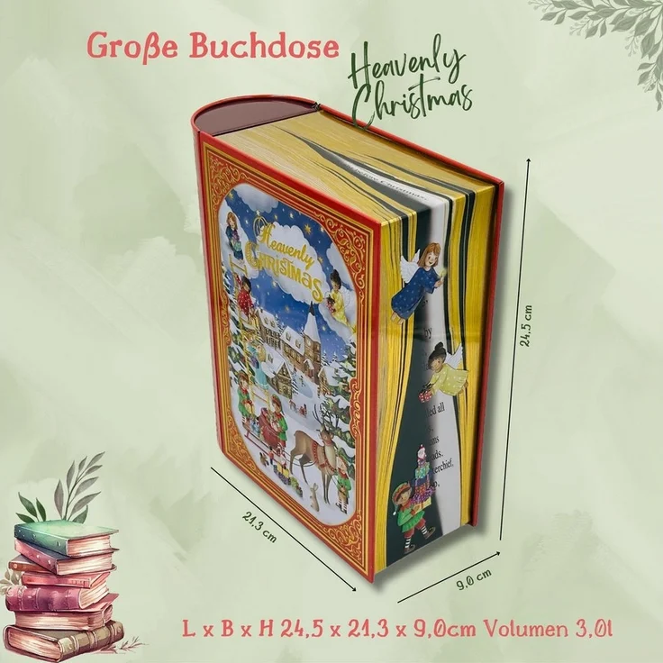 MediMuc Keksdose Große Buchdose Heavenly Christmas, Metall – Bild 3