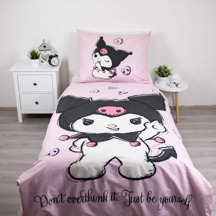 Kuromi Bettwäsche Set aus Baumwolle Bettdeckenbezug 140 × 200 cm mit 70 × 90 cm Kissenbezug – Bild 2