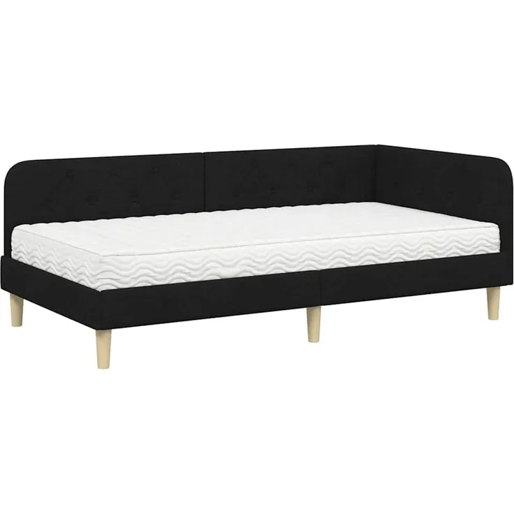 vidaXL Eckbettgestell Schwarz 90 x 190 cm Stoff 3394111