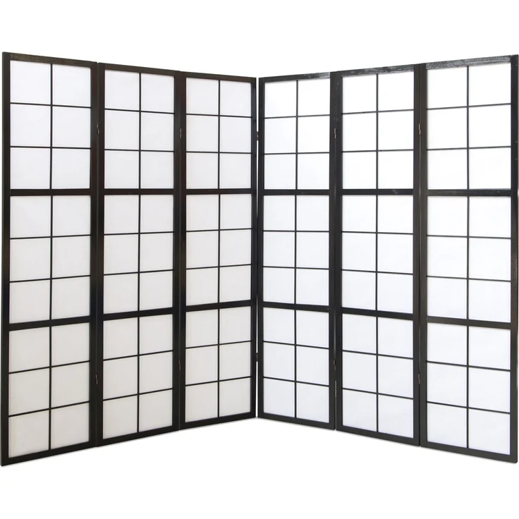 6fach Paravents Paravent Raumteiler Shoji schwarz – Bild 6