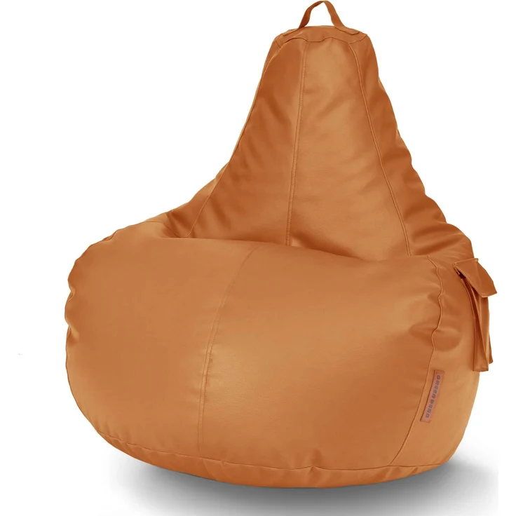 Green Bean® Sitzsack aus Kunstleder mit EPS Perlen Füllung - 90 x 80 x 70 cm - Bean Bag - Gaming Chair Rückenlehne - Cognac – Bild 1