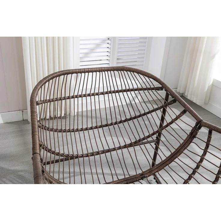 LVHOM Schaukelstuhl mit gepolstertem Kissen, Rattanstuhl mit Stahlrahmen, Lounge Sessel, Schaukelsessel, 1 St, für Balkon/Garten/Wohnzimmer/Schlafzimmer – Bild 9