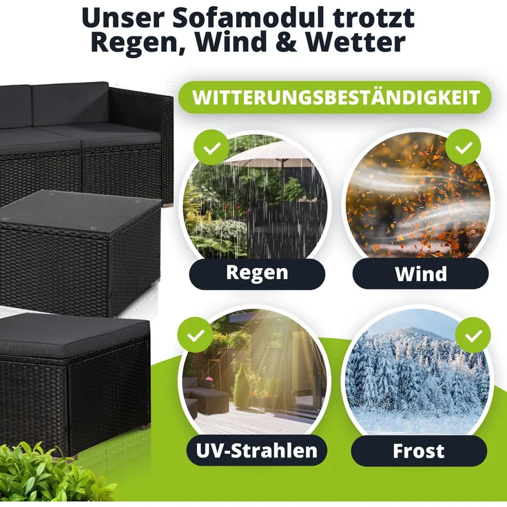 Juskys 'Punta Cana' Lounge, Polyrattan , Schwarz | Dunkelgrau, M – Bild 6