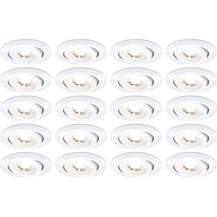 Paulmann 99997 LED Einbauleuchten 20er-Set schwenkbar 3000K Weiß