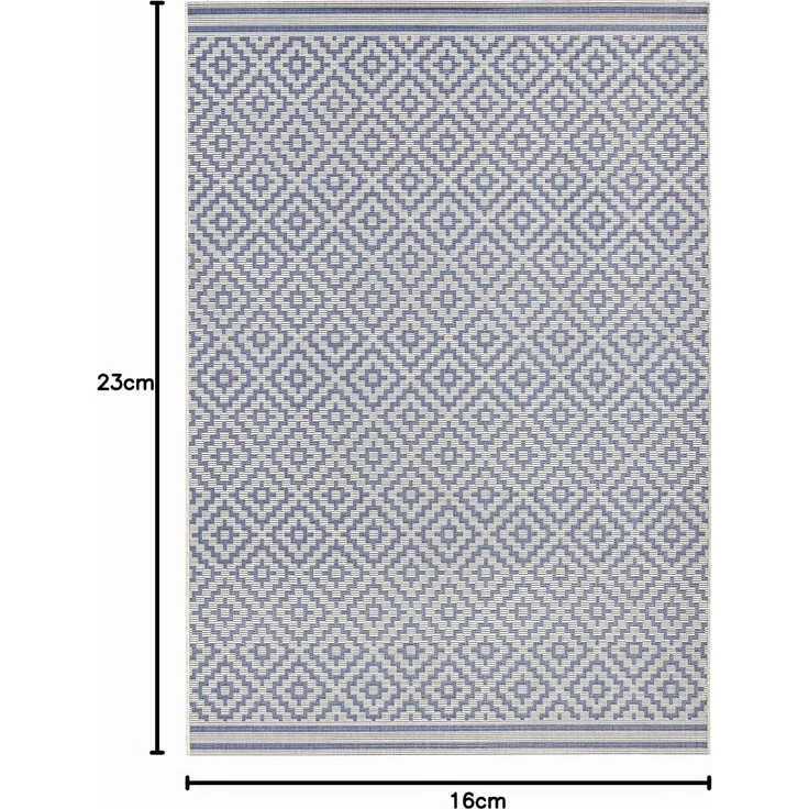In- & Outdoor Teppich Raute blau/creme - 160x230x0,8cm – Bild 2