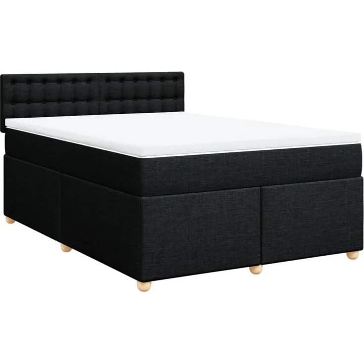 vidaXL Boxspringbett mit Matratze Schwarz 140x190 cm Stoff 3288991 – Bild 3