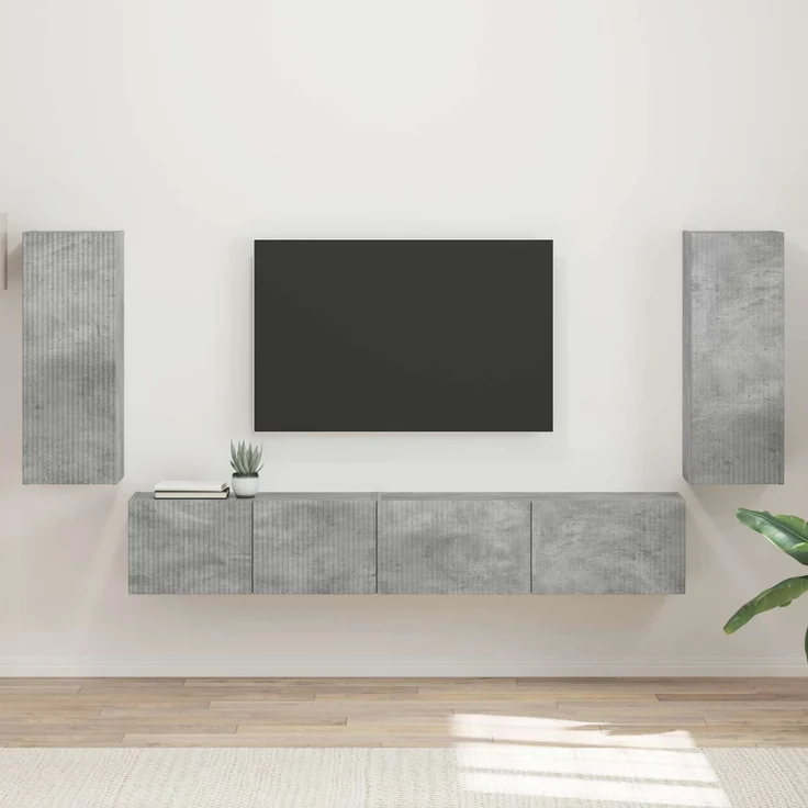 vidaXL TV-Schrankset 4 pcs Beton Grau Holzwerkstoff 3409162 – Bild 1
