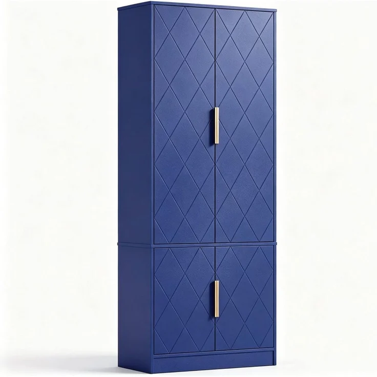 UEV Hochschrank mit 4 Türen, Kücheschrank, Mehrzweckschrank 60x30x150cm (Schuhschrank verschiedenen, Wohnzimmerschrank Stauraumschrank Flurschrank) Vorratsschrank Aktenschrank Badezimmerschrank mit verstellbare Ablage – Bild 1