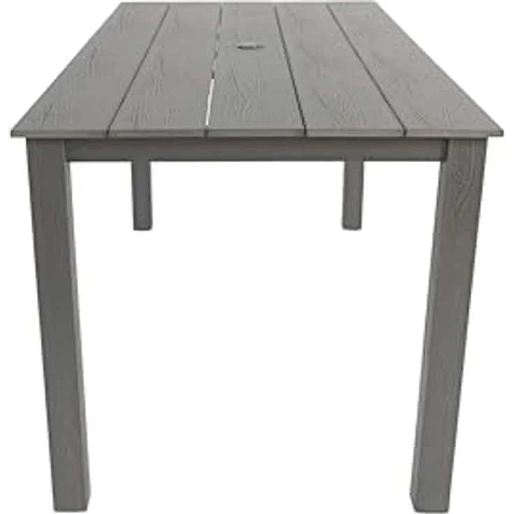 HIPS Outdoor Dining Table with Umbrella Hole, Rectangular Patio Table, Weather Resistant Dining Table for Backyard, Garden, Poolside (Carbon Grey) – Bild 5