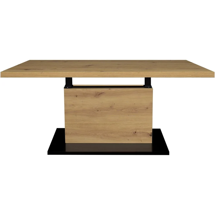 Couchtisch >Lift< höhenverstellbar, Asteiche Dekor / schwarz - 120x49/68x70cm (BxHxT) – Bild 1