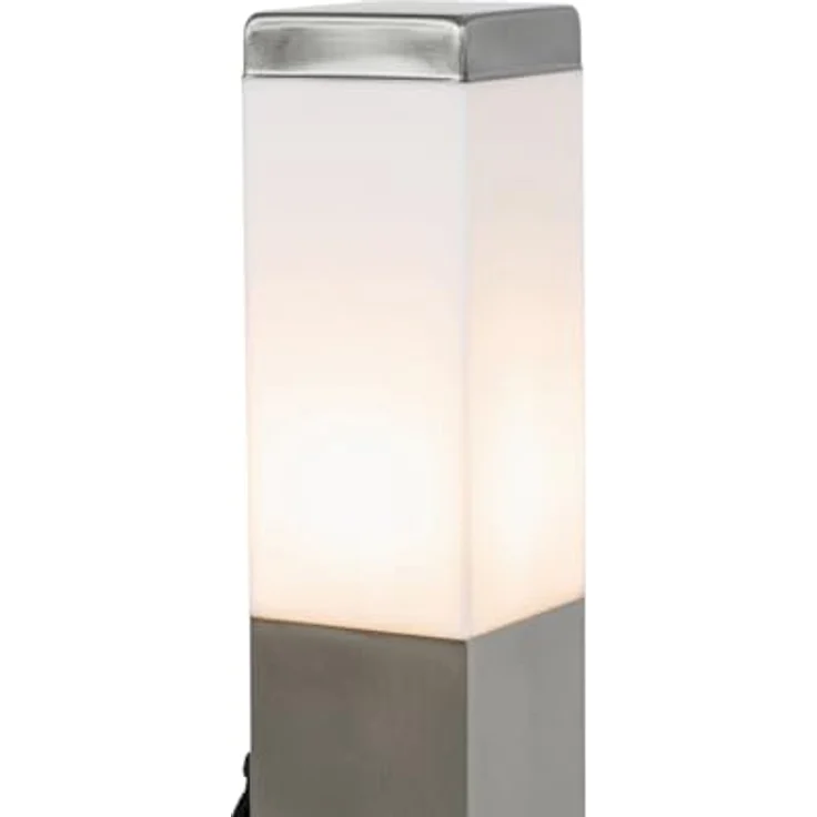 Qazqa Malios Außen Pollerleuchte, rechteckige Wegeleuchte in Silber, max. 60W, IP44, dimmbar, geeignet für LED, 45cm – Bild 5
