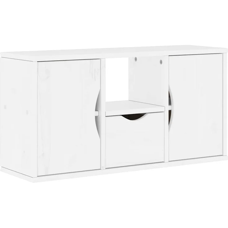 vidaXL 5-tlg. Wohnwand mit Stauraum ODDA Weiß Massivholz Kiefer 3365379 – Bild 6