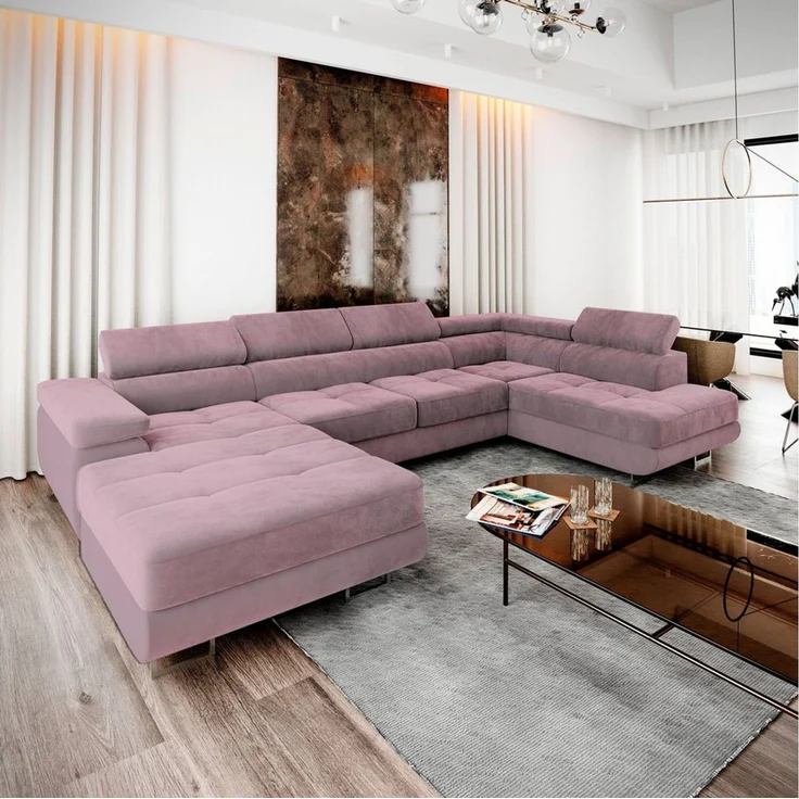 Masseno Ecksofa CASONE mit Schlaffunktion U-Form, Sofa mit Bettkasten – Bild 5