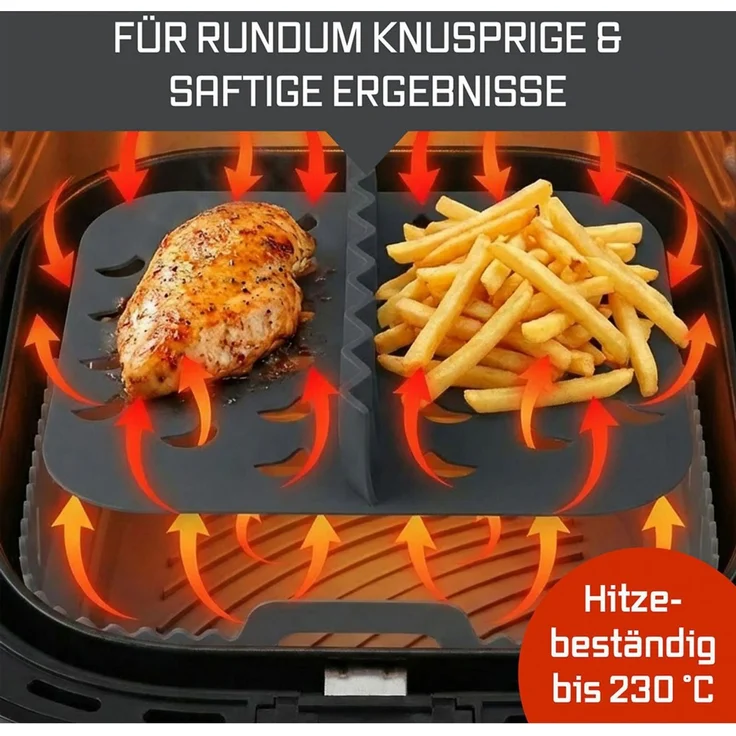 GOURMETmaxx Silikonform 21x21x8 cm mit Trennwand faltbar hitzebeständig bis 230°C Backform 6 Stück – Bild 6