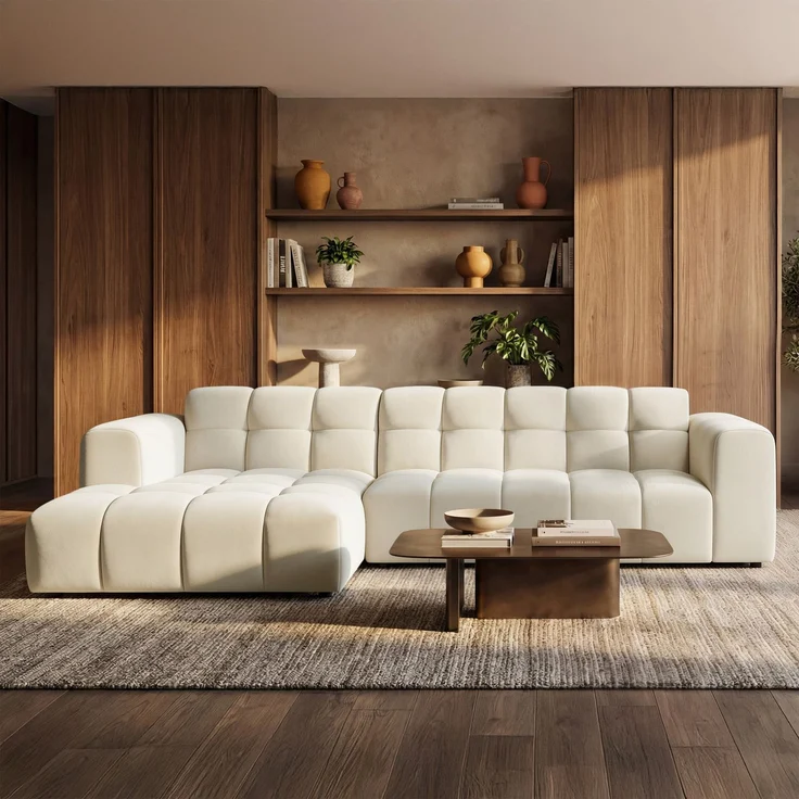 Selsey 'Boloon' Ecksofa L-Form, 3-Sitzer, links, Samt Creme, 300 cm – Bild 2