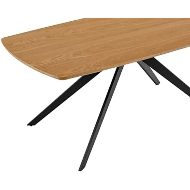 byLIVING Esstisch Jason/Tischplatte in Eiche Natur, Spinnenfußgestell in schwarz/Echtholzfurnier & abgerundete Kanten/Esszimmertisch/Küchentisch/Maße: 160 x 90, H 75 cm – Bild 6