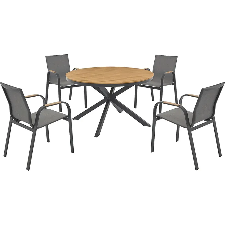 Vente-unique - ZEYVA Gartenessgruppe Metall Grau - B 65 cm125,5 cm x H 74 cm86,5 cm x L 52 cm125,5 cm – Bild 2