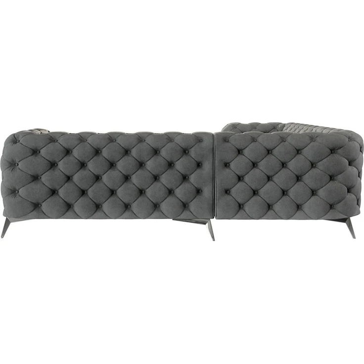 S-Style Möbel Ecksofa Chesterfield Kalina mit Silber Metall Füßen, mit Wellenfederung – Bild 2