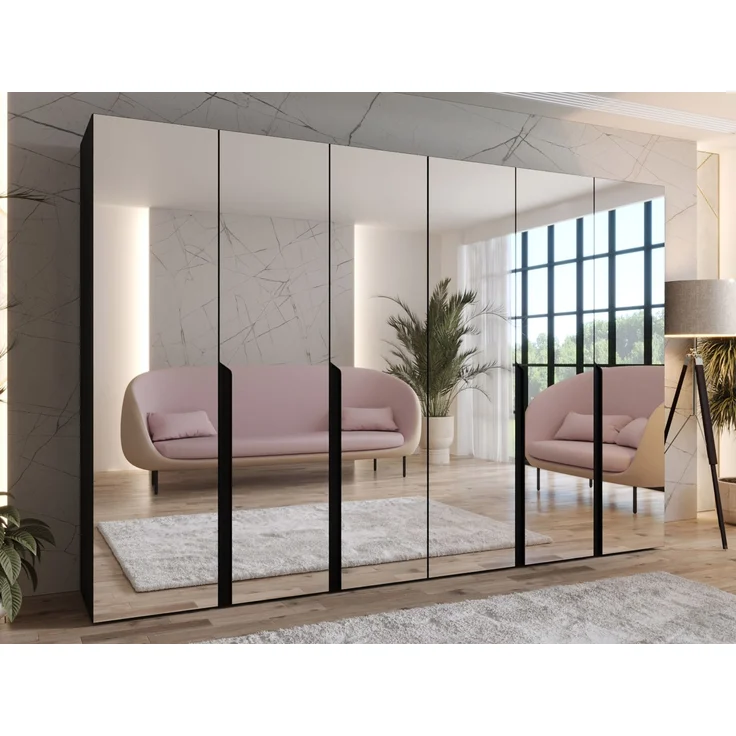 Kleiderschrank Veluna III 300 (Farbe: Schwarz / Schwarz + Schwarz) – Bild 2