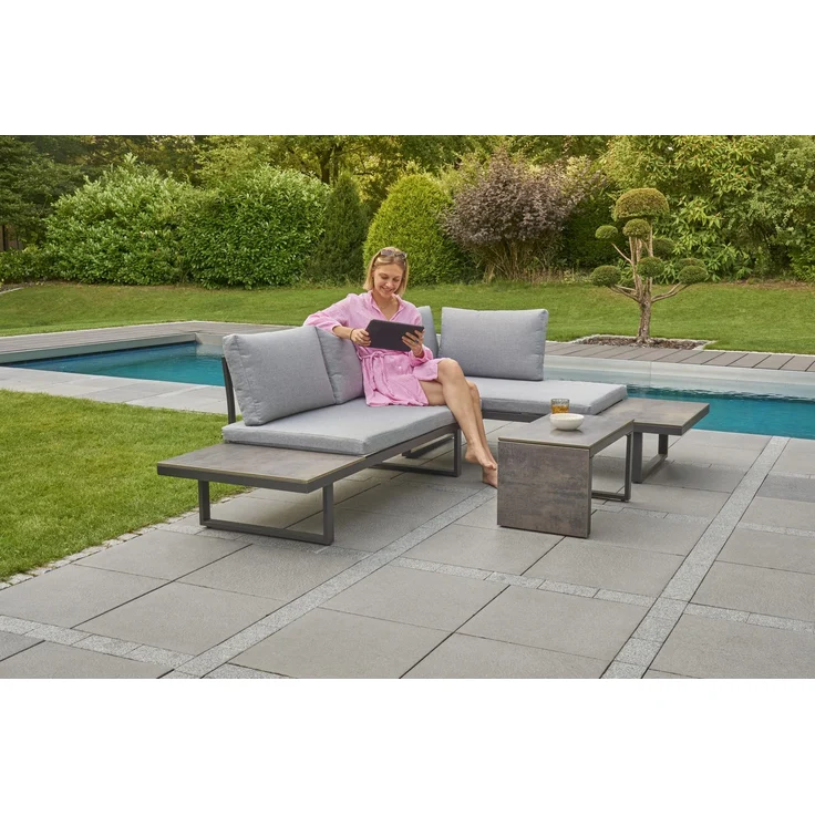 LC Garden 'Sungardo' Gartenlounge-Set inkl. Auflagen, 3tlg., individuell stellbar, Aluminium anthrazit, 70 x 35 x 41 cm – Bild 1