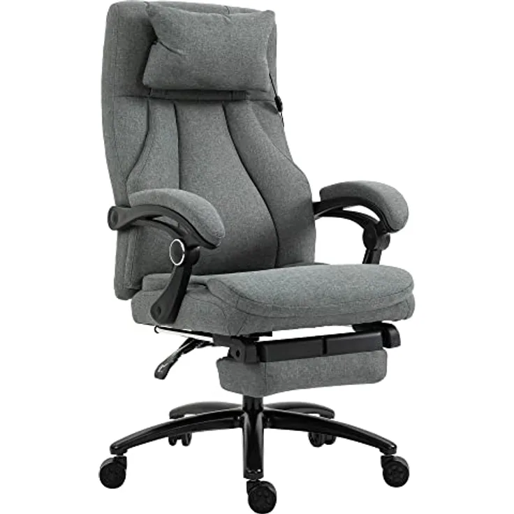 Vinsetto Bürostuhl Massage mit Fußstütze, ergonomisch, höhenverstellbar, 64 x 74 x 109-117 cm