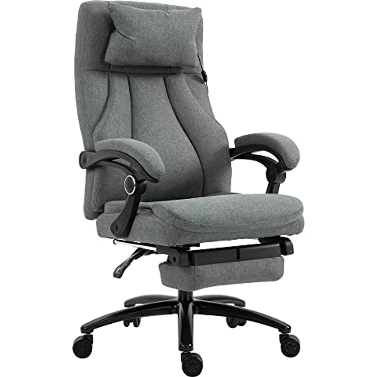 Vinsetto Bürostuhl Massage mit Fußstütze, ergonomisch, höhenverstellbar, 64 x 74 x 109-117 cm – Bild 1