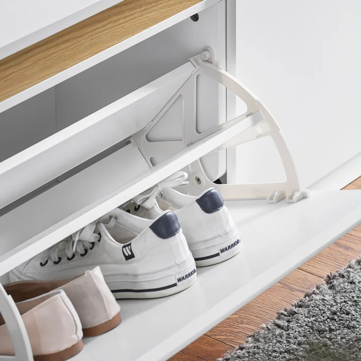 SoBuy FSR171-W Schuhbank, MDF, Lackiert, Weiß, 100 x 46 x 26 cm – Bild 5