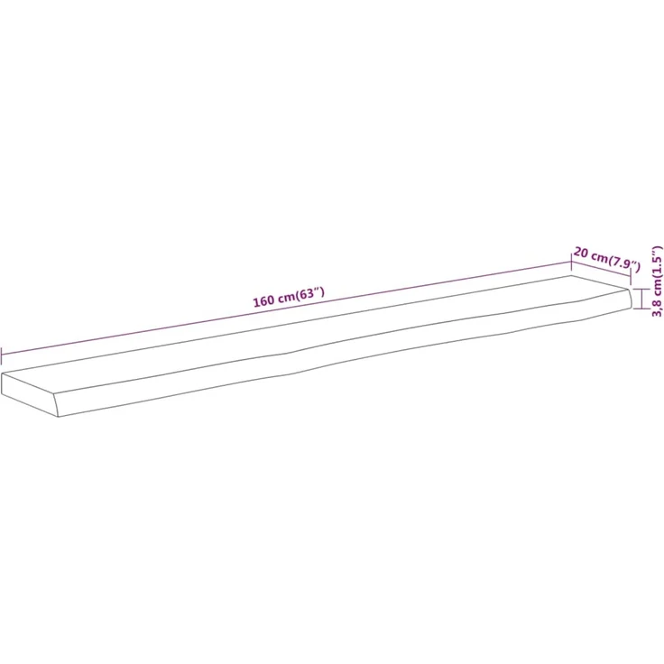 vidaXL Baumkante ohne Halterungen, Massivholz Akazie natur, 160 x 20 x 3,8 cm – Bild 7