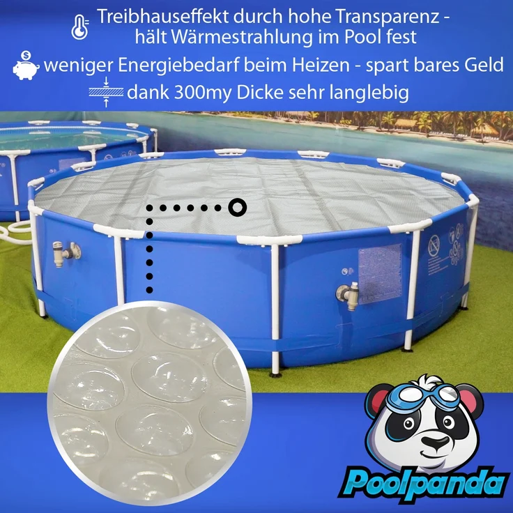 Poolpanda Pool Solarfolie Ø 600 cm Power rund | transparent | 300 my | 16 mm Luftblasen – Bild 3