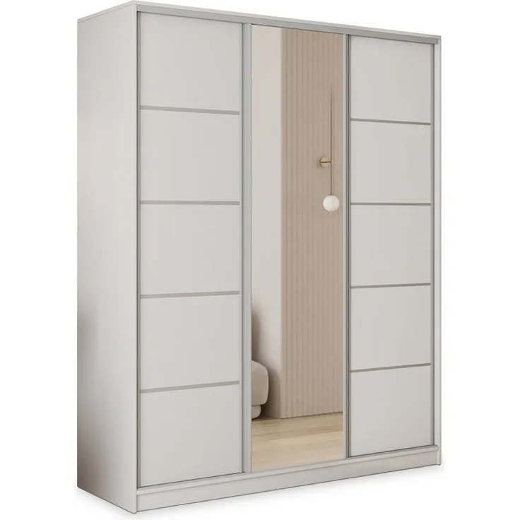 Masseno Schwebetürenschrank PINA Kleiderschrank mit Spiegel und Schubladen Schlafzimmerschrank