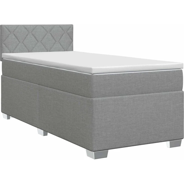 vidaXL Boxspringbett mit Matratze Hellgrau 90x190 cm Stoff 3450376 – Bild 1