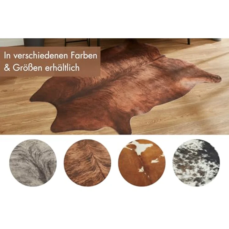 Andiamo Fellteppich Amarillo, fellförmig, Höhe: 4 mm, Kunstfell, gedruckte Kuhfell-Optik, Wohnzimmer, Kundenliebling – Bild 6