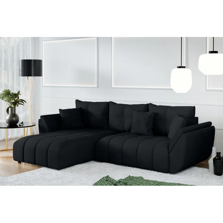 AX LIVING L Form schwarze Ecksofa Verciani Schlaffunktion Bettkasten – Bild 1