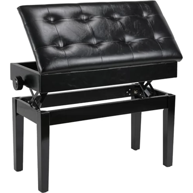 Clevich Klavierhocker Höhenverstellbar 48-58CM, Pianobank mit Stauraum 73× 34× 48cm, Klavierbank mit PU Lederkissen, Klavierstuhl Heavy Duty, Tastatur Piano Bench bis 200KG Belastbar, Schwarz – Bild 1