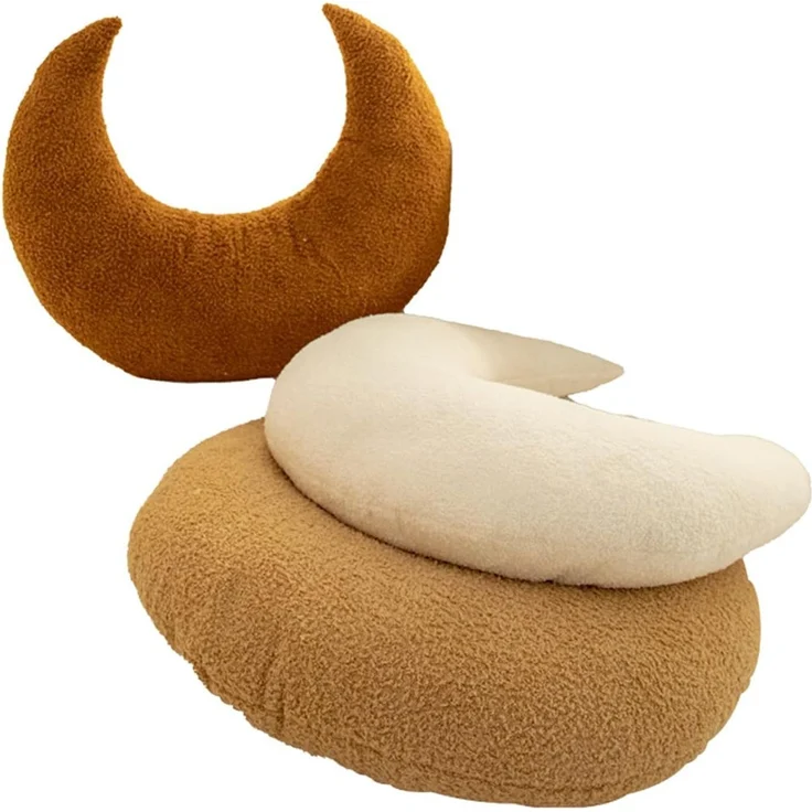 Kuschelkissen Kinder Mondkissen, Weiches Dekoratives Kinderkissen für das Zimmer, Mondform Zierkissen Sofakissen, Plüsch Kissen Dekokissen für Kinderzimmer Schlafzimmer Deko (Beige) – Bild 6