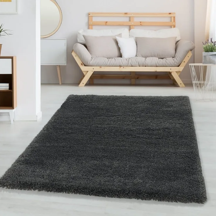 Carpettex Hochflor-Teppich Unicolor - Einfarbig, Rund, Höhe: 30 mm, Teppich Wohnzimmer Einfarbig Shaggy verschidene farben und größen