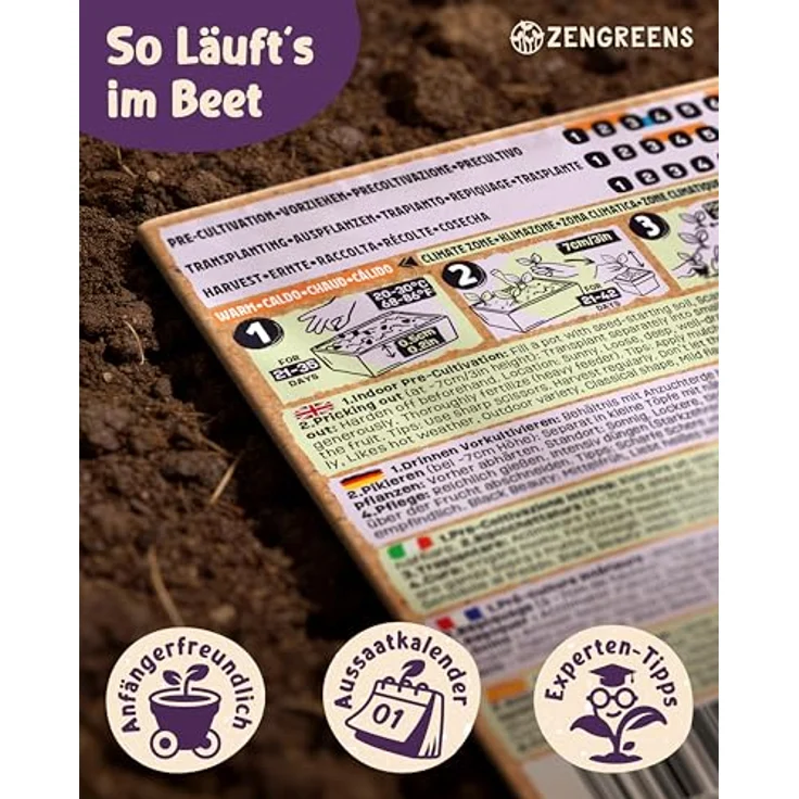 ZenGreens® - Bio Auberginensamen im 6er Set - 6 Aubergine Samen für den einfachen Anbau im Garten, Balkon oder Hochbeet - Pflanzensamen - Saatgut – Bild 8
