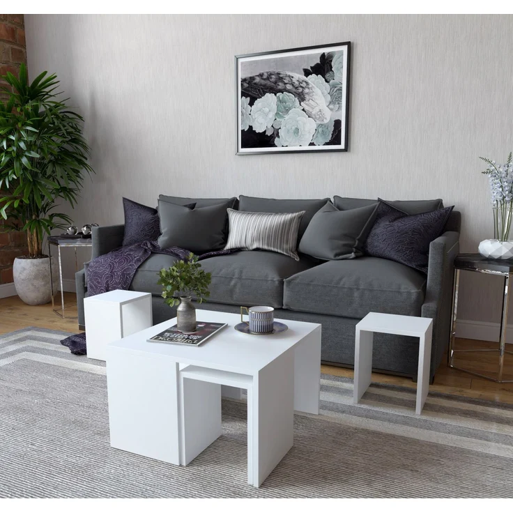 Skye Decor 'Ortanca - White' Couchtisch-Set, Weiß, 60 x 36,8 x 60 cm – Bild 2