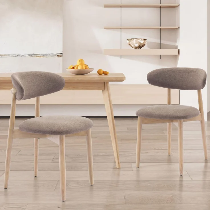 COLAMY Esszimmerstühle 2er Set, Stühle Esszimmer mit Rückenlehne, Moderne Küchenstühle Gepolstert, Stoff Dining Chairs mit Back, für Esszimmer, Küche, Restaurant, Holzbein in Naturholzfarbe, Kamel