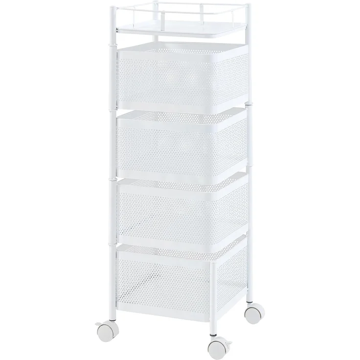 Rollwagen Sunndal mit 4 Ebenen 79,5x27x27cm Weiß [en. casa] – Bild 3