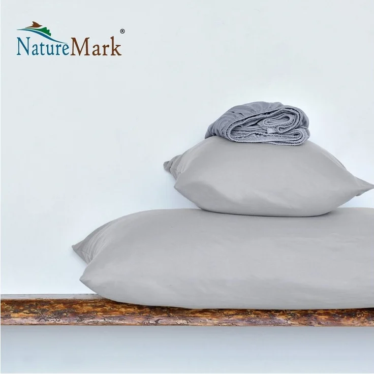NatureMark Kissenbezüge 2er Pack Jersey Kissenbezug Kissenhülle, (2 Stück), Kissenhülle in vielen Größen und Farben (40 x 40 cm, Silber grau) – Bild 3