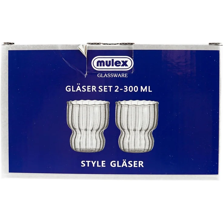 8er Set Moderne Gläser 300 ml Riffle Design Trinkgläser aus Borosilikatglas in Schwarz – Bild 5